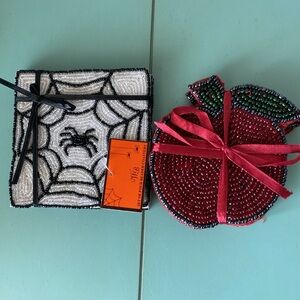 Beaded Spider Web & Apple Coasters for Fall